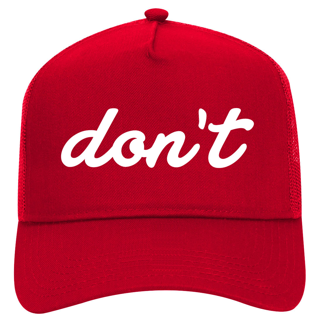 Dont Script Printed Mens Mesh Trucker Hat Red