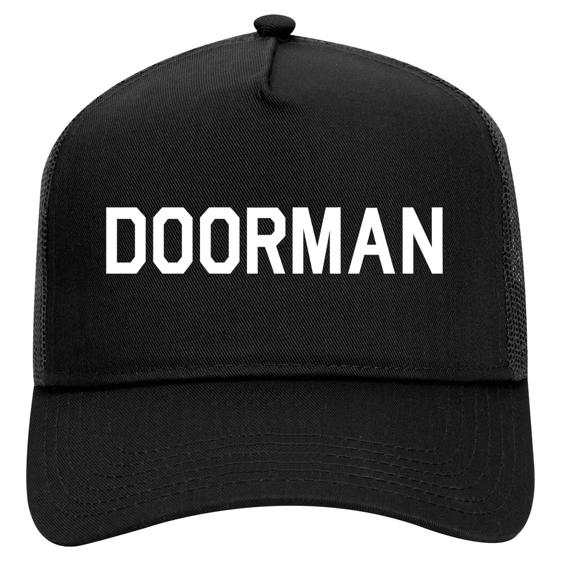 Doorman Mens Mesh Trucker Hat Black