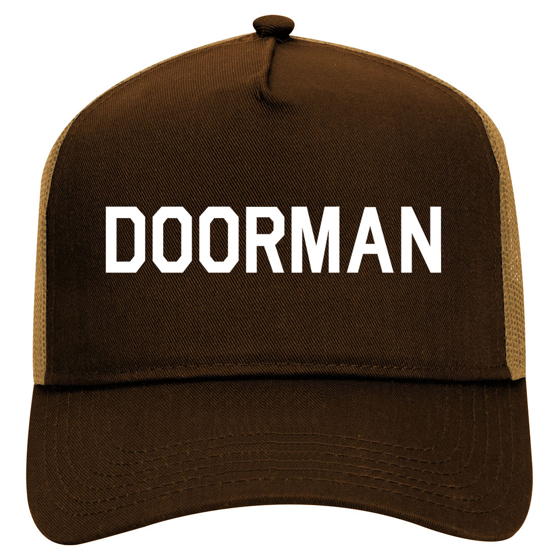 Doorman Mens Mesh Trucker Hat Brown