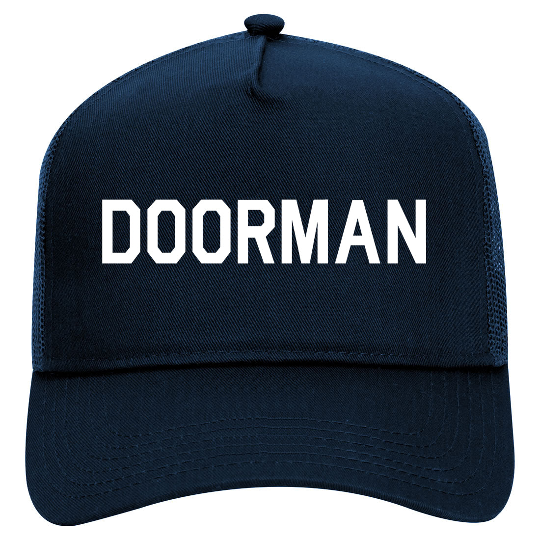Doorman Mens Mesh Trucker Hat Navy Blue