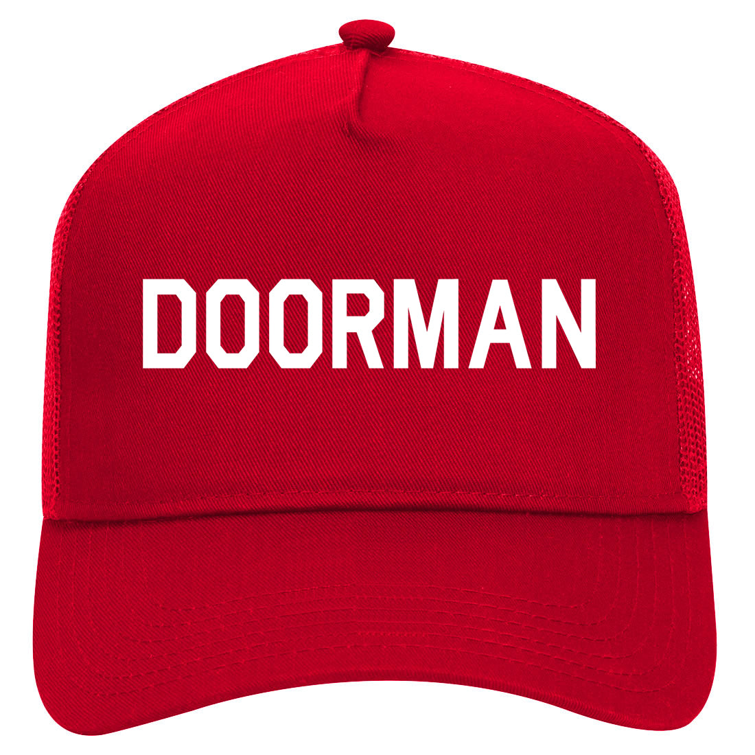 Doorman Mens Mesh Trucker Hat Red