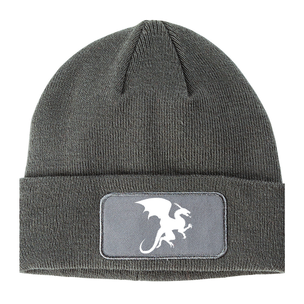 Dragon Anime Winter Knit Adult Beanie Hat Grey