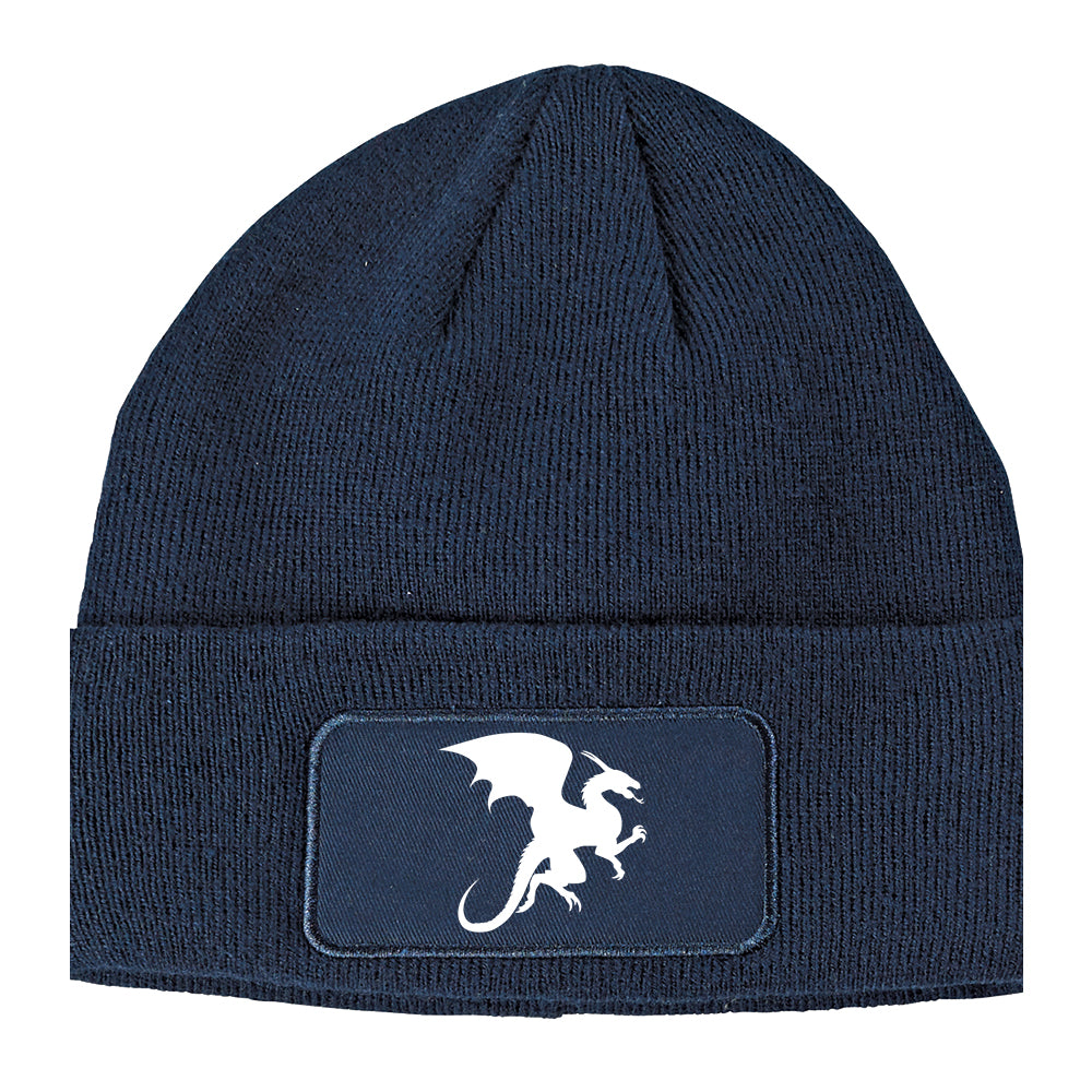 Dragon Anime Winter Knit Adult Beanie Hat Navy Blue