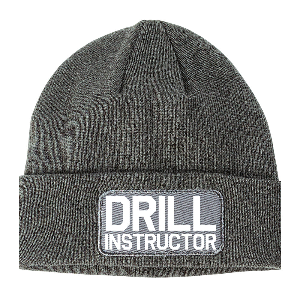 Drill Instructor Winter Knit Adult Beanie Hat Grey