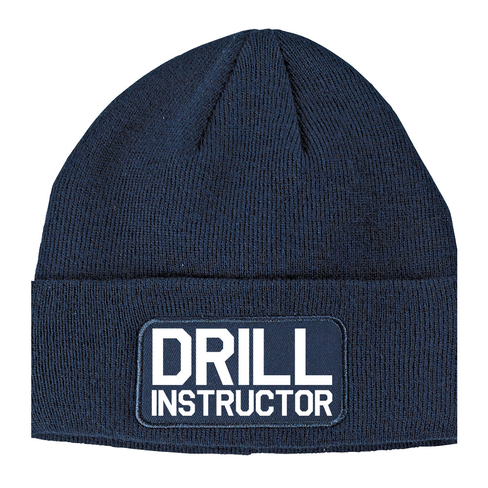 Drill Instructor Winter Knit Adult Beanie Hat Navy Blue