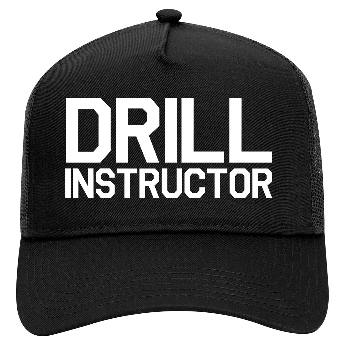 Drill Instructor Mens Mesh Trucker Hat Black