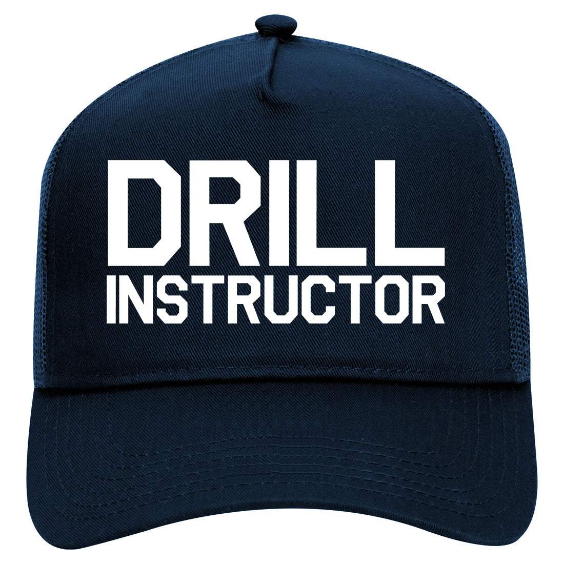 Drill Instructor Mens Mesh Trucker Hat Navy Blue