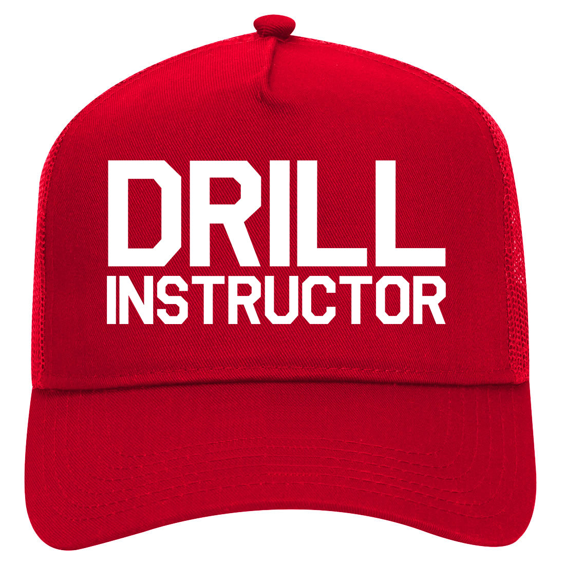 Drill Instructor Mens Mesh Trucker Hat Red