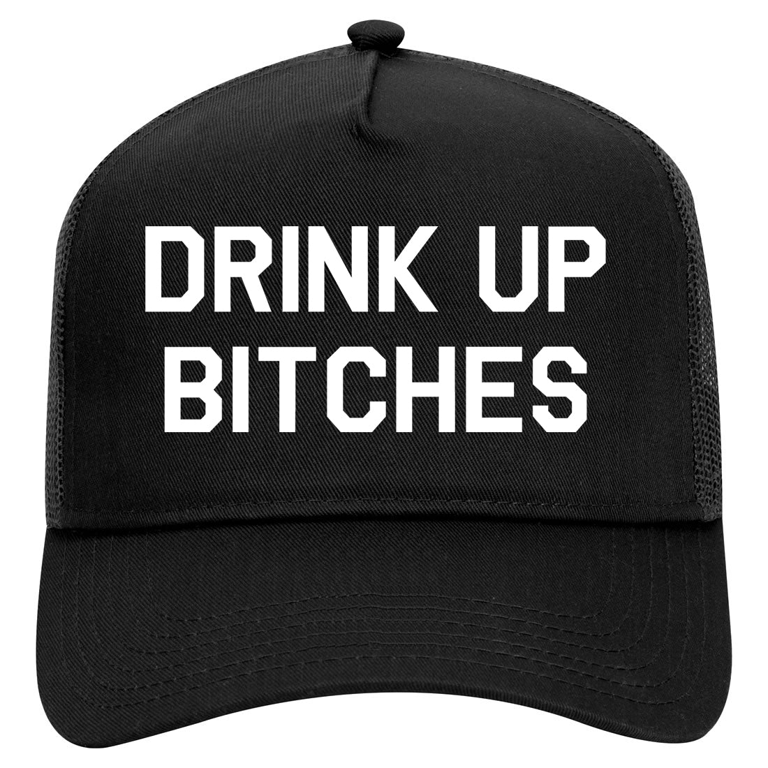 Drink Up Bitches Mens Mesh Trucker Hat Black