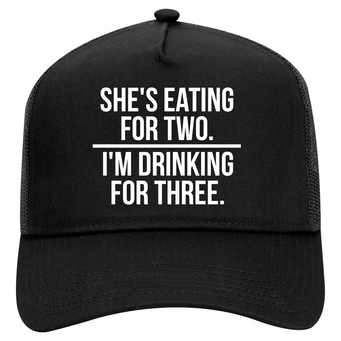 Drinking For Three Funny Pregnancy Announcement Mens Mesh Trucker Hat Black