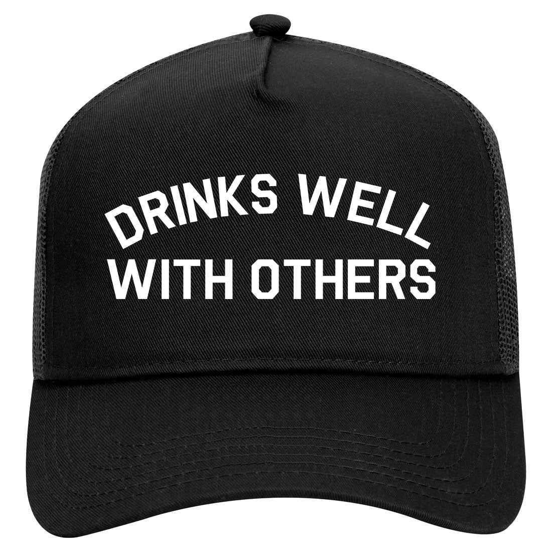 Drinks Well With Others Mens Mesh Trucker Hat Black