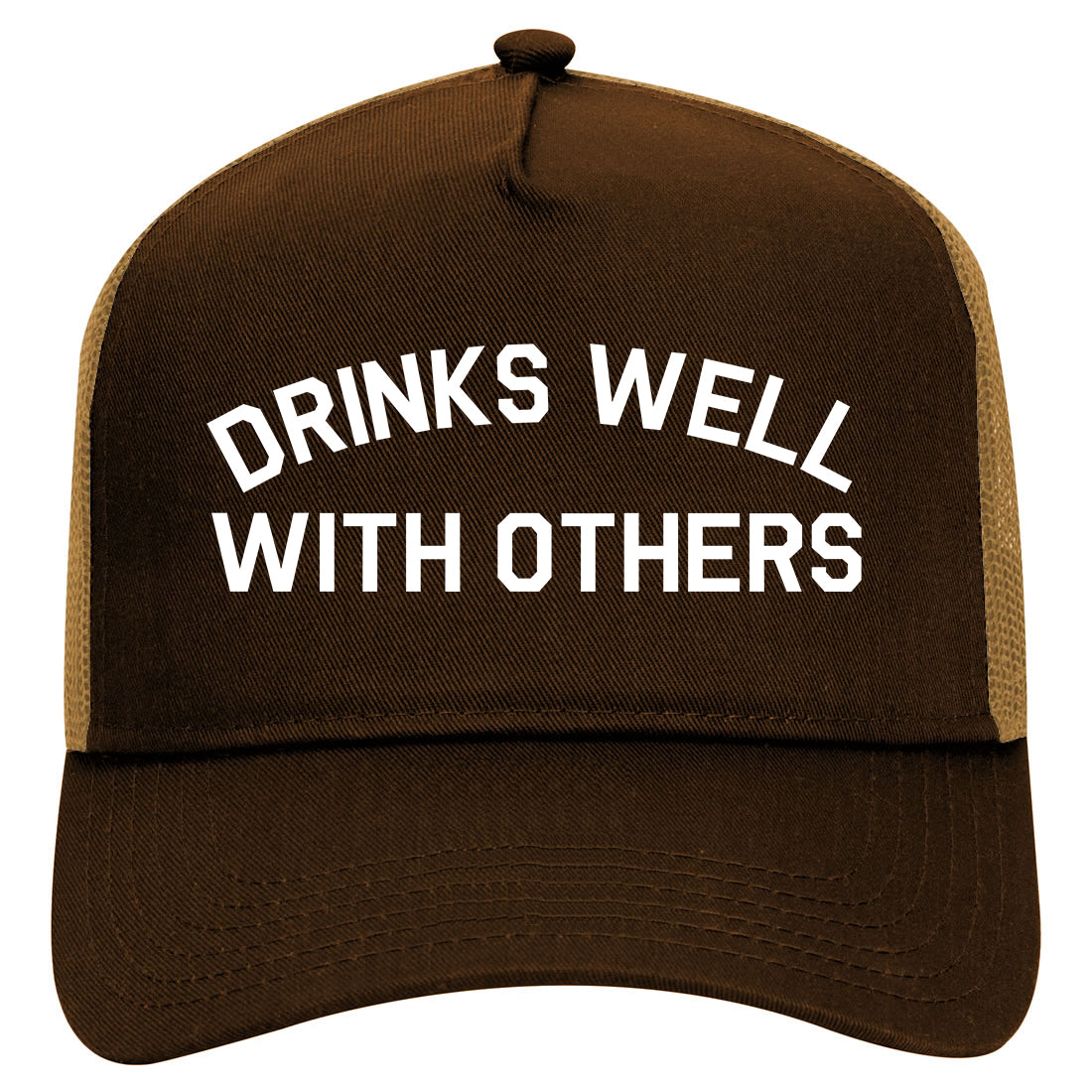 Drinks Well With Others Mens Mesh Trucker Hat Brown