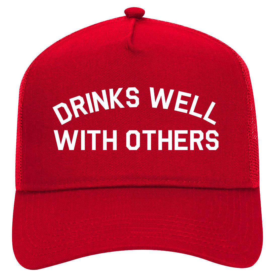 Drinks Well With Others Mens Mesh Trucker Hat Red