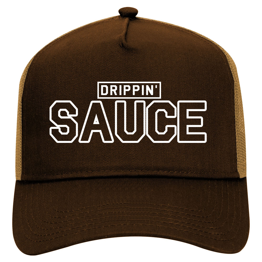 Drippin Sauce Mens Mesh Trucker Hat Brown