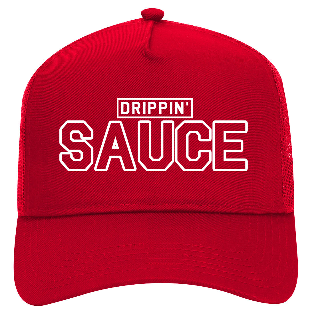 Drippin Sauce Mens Mesh Trucker Hat Red