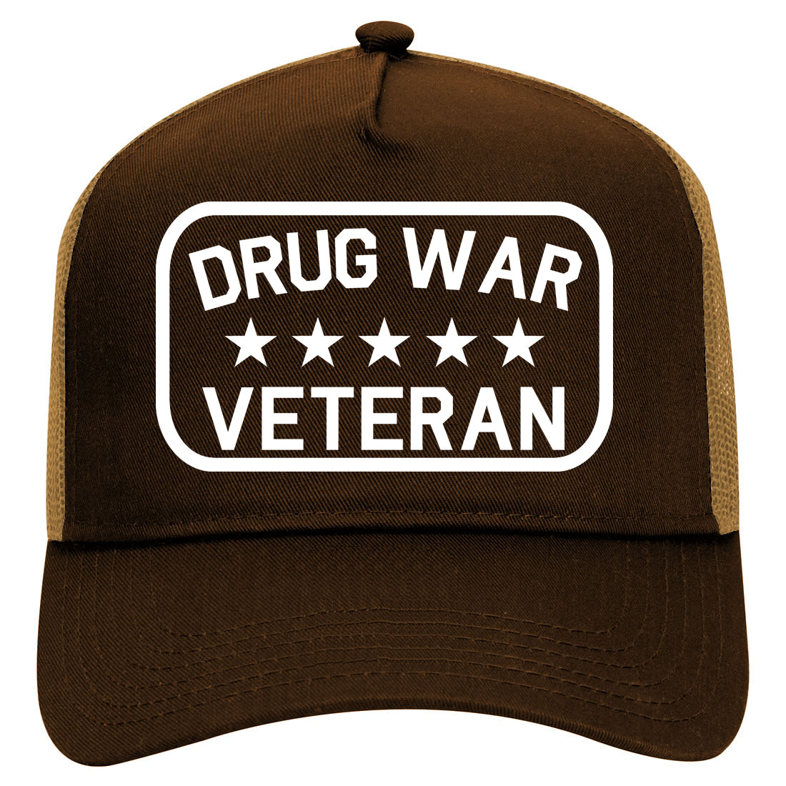 Drug War Veteran Mens Mesh Trucker Hat Brown