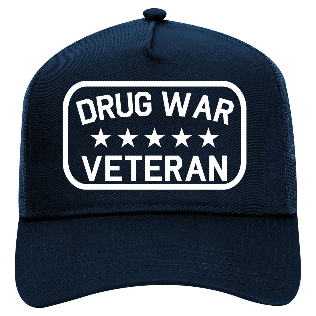 Drug War Veteran Mens Mesh Trucker Hat Navy Blue
