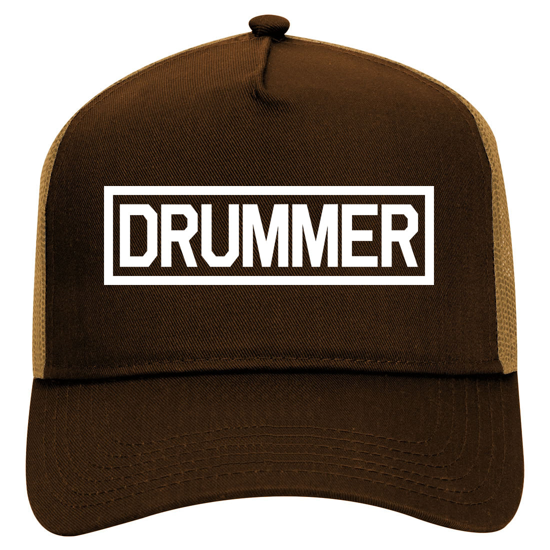 Drummer Drum Box Mens Mesh Trucker Hat Brown