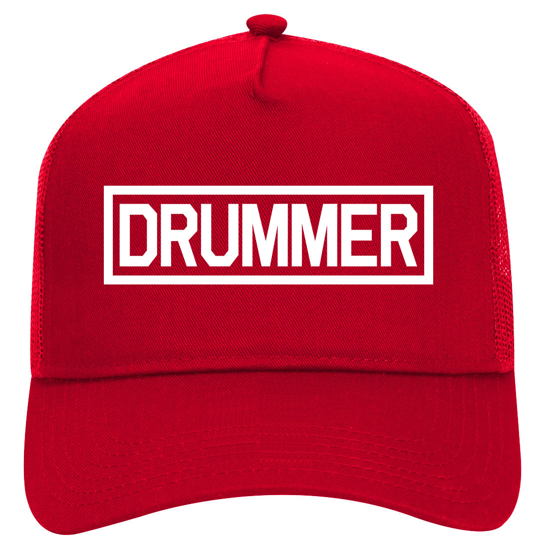 Drummer Drum Box Mens Mesh Trucker Hat Red
