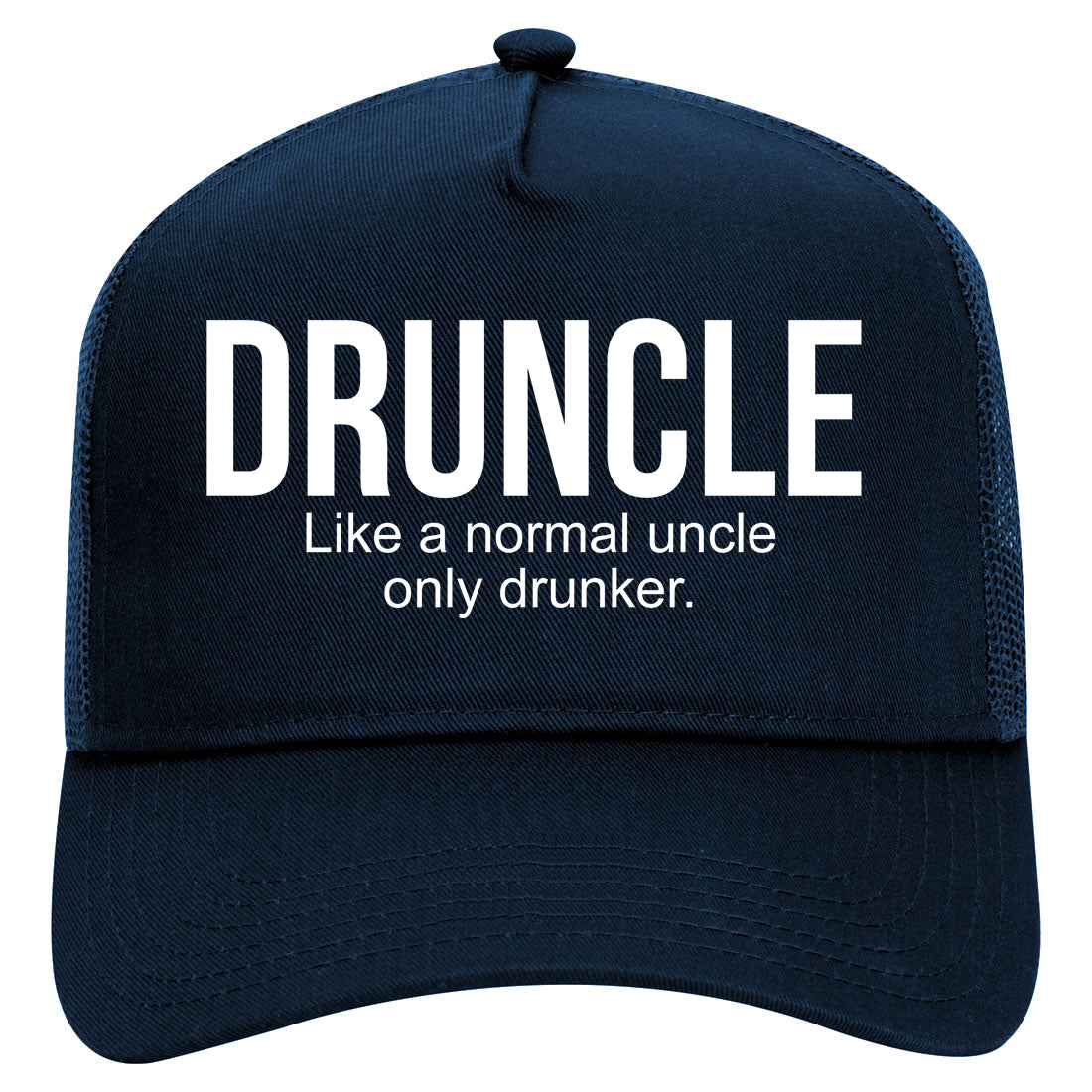 Druncle Funny Uncle Party Mens Mesh Trucker Hat Navy Blue