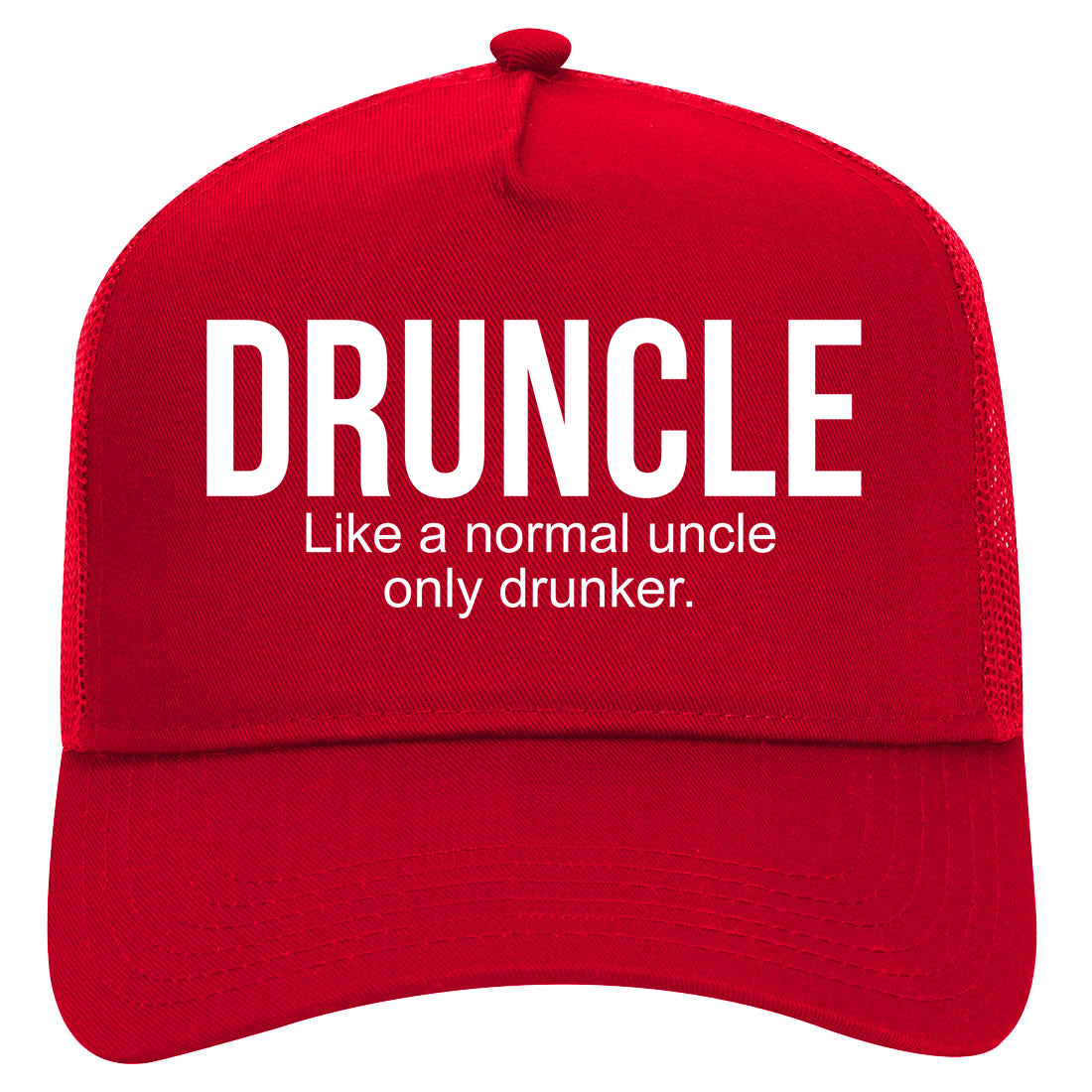 Druncle Funny Uncle Party Mens Mesh Trucker Hat Red