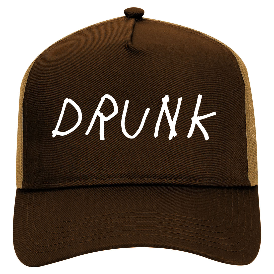 Drunk Funny Drinking Mens Mesh Trucker Hat Brown