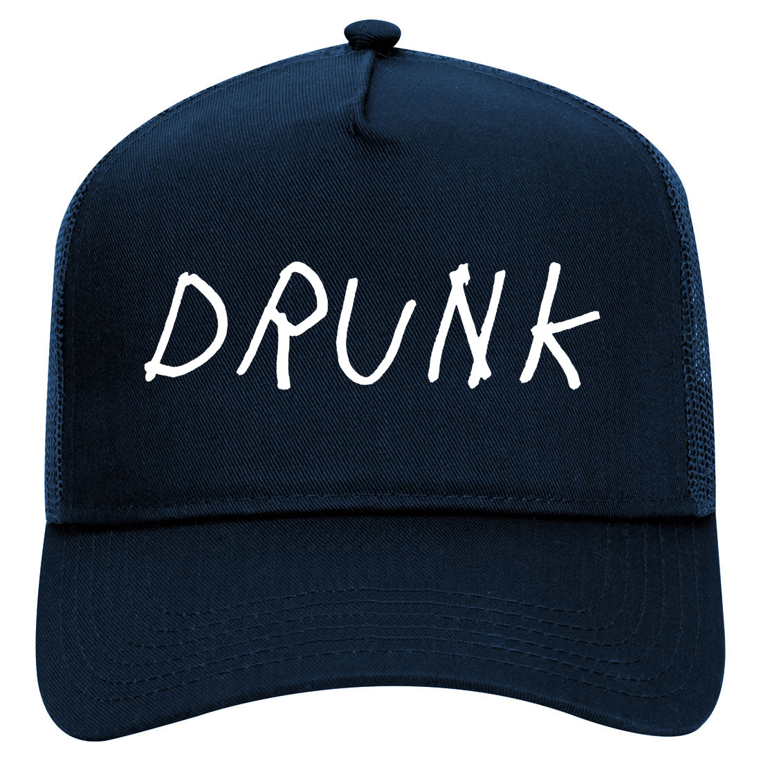 Drunk Funny Drinking Mens Mesh Trucker Hat Navy Blue