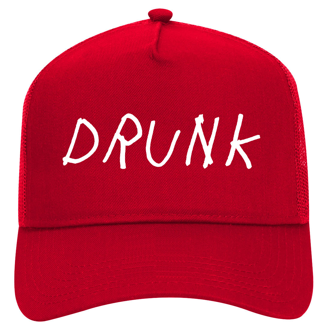 Drunk Funny Drinking Mens Mesh Trucker Hat Red