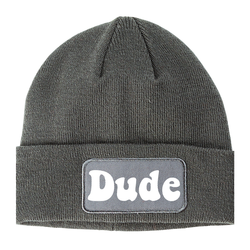 Dude 70s Winter Knit Adult Beanie Hat Grey