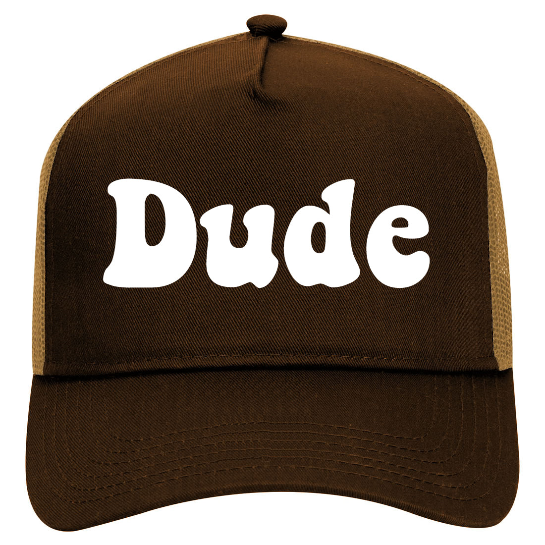 Dude 70s Mens Mesh Trucker Hat Brown