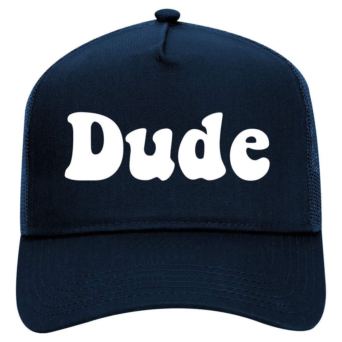 Dude 70s Mens Mesh Trucker Hat Navy Blue