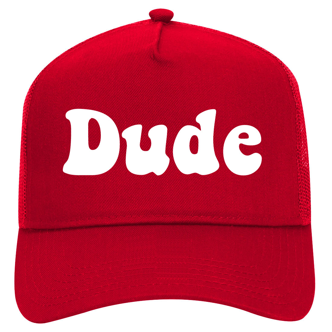 Dude 70s Mens Mesh Trucker Hat Red