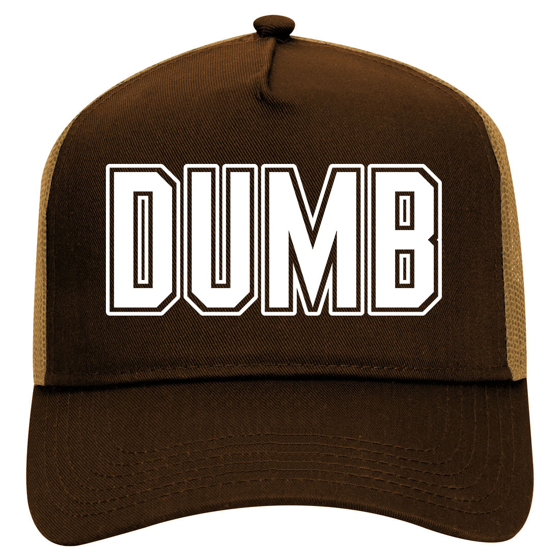 Dumb Funny College Mens Mesh Trucker Hat Brown