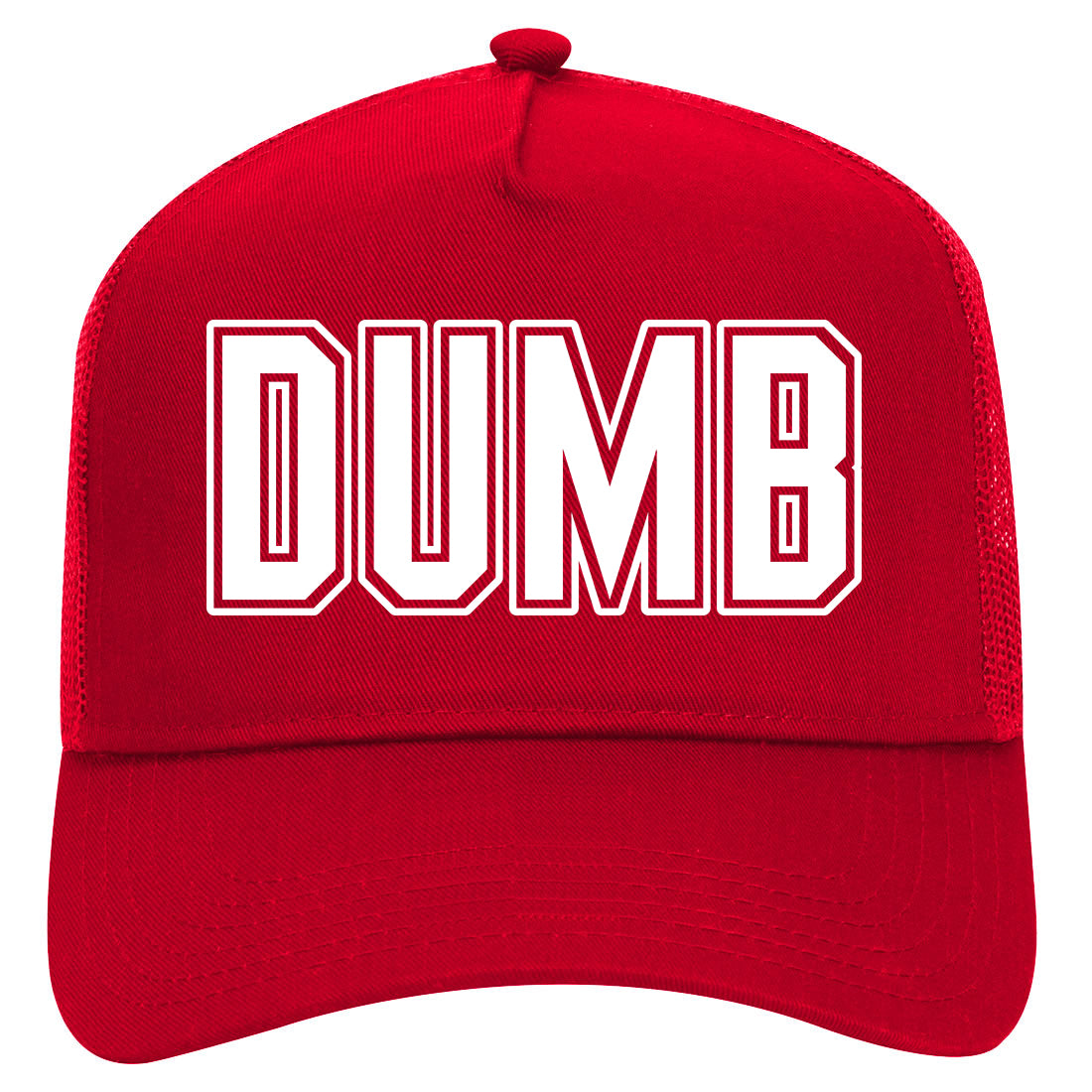 Dumb Funny College Mens Mesh Trucker Hat Red