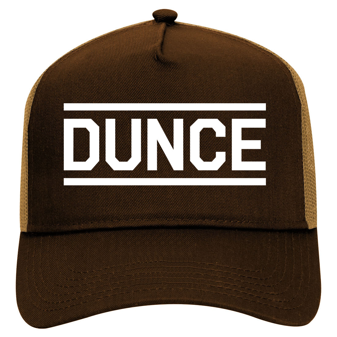 Dunce Funny Mens Mesh Trucker Hat Brown