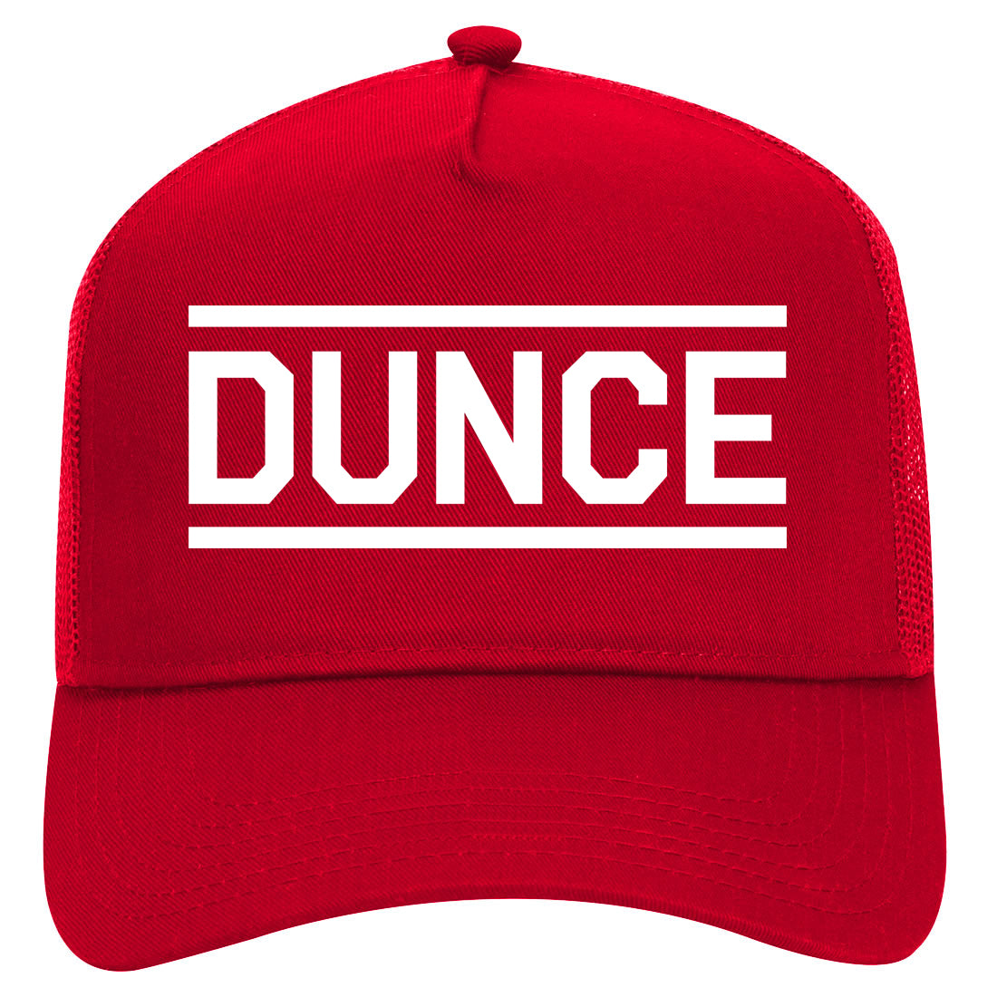 Dunce Funny Mens Mesh Trucker Hat Red