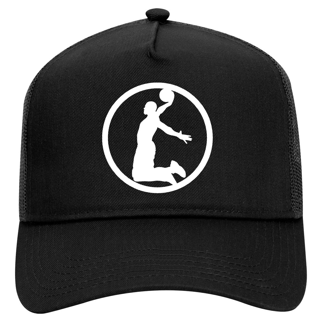 Dunk Basketball Player Circle Mens Mesh Trucker Hat Black