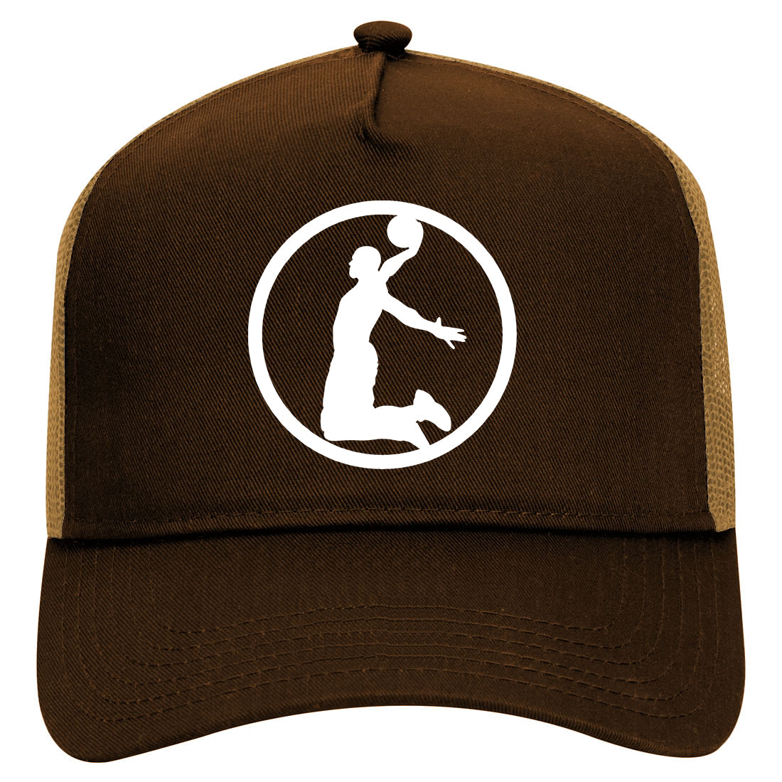 Dunk Basketball Player Circle Mens Mesh Trucker Hat Brown