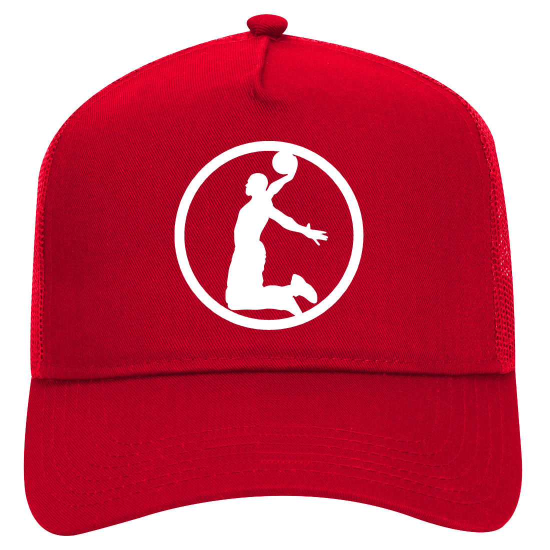 Dunk Basketball Player Circle Mens Mesh Trucker Hat Red