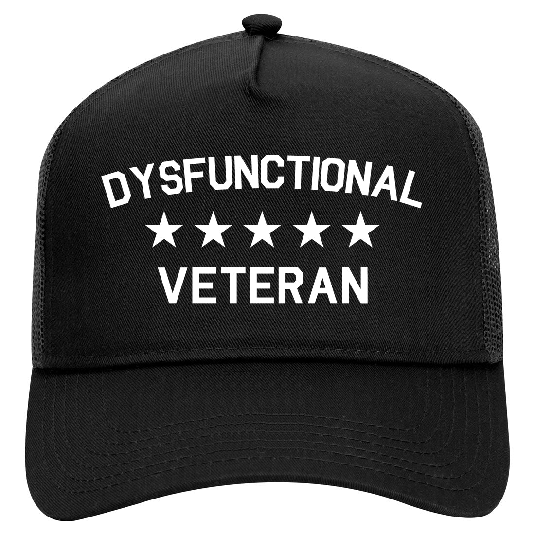 Dysfunctional Veteran Mens Mesh Trucker Hat Black