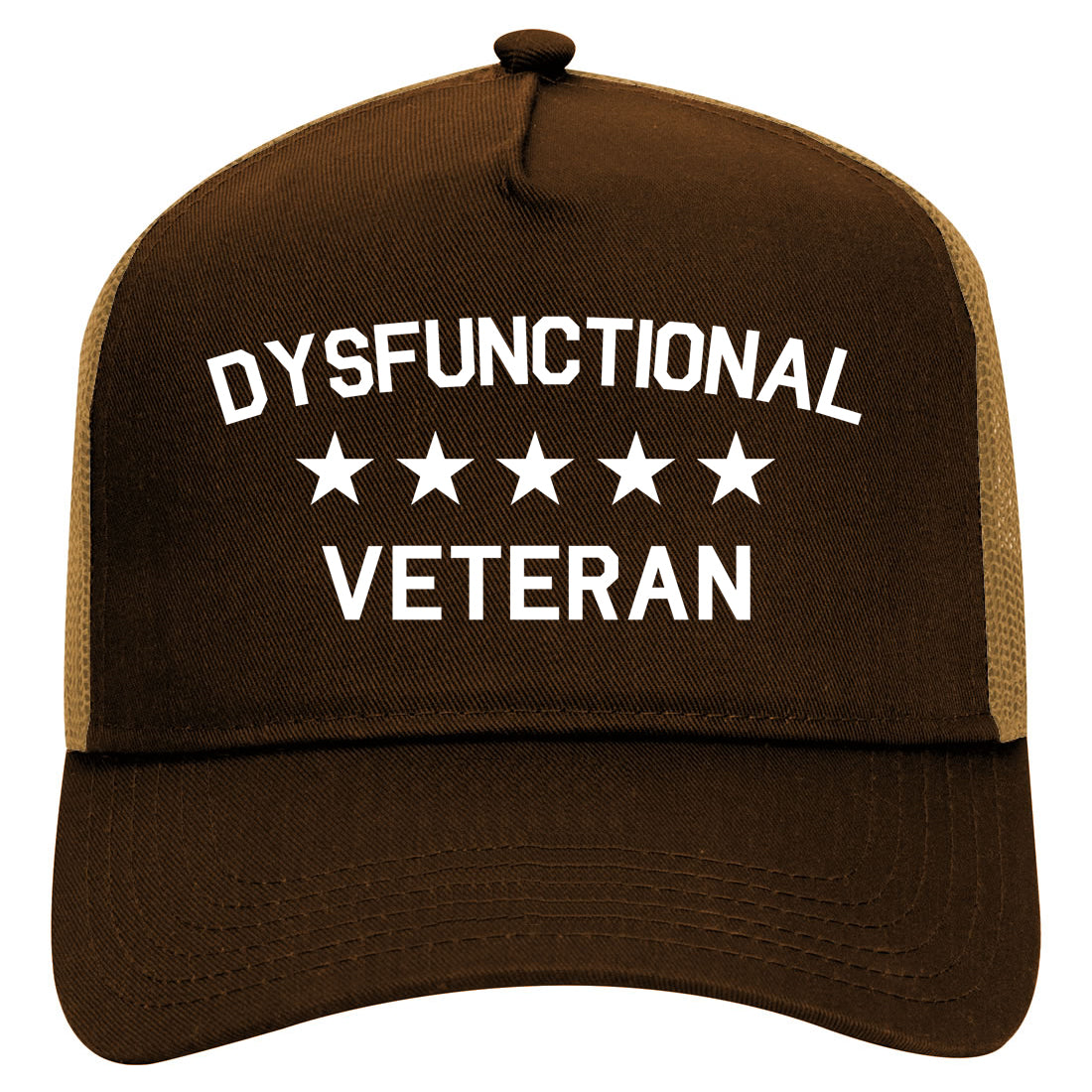 Dysfunctional Veteran Mens Mesh Trucker Hat Brown