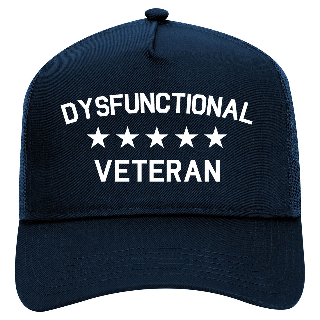 Dysfunctional Veteran Mens Mesh Trucker Hat Navy Blue