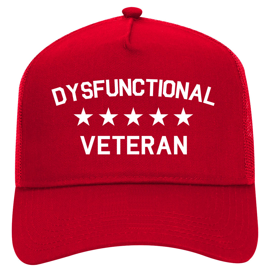 Dysfunctional Veteran Mens Mesh Trucker Hat Red
