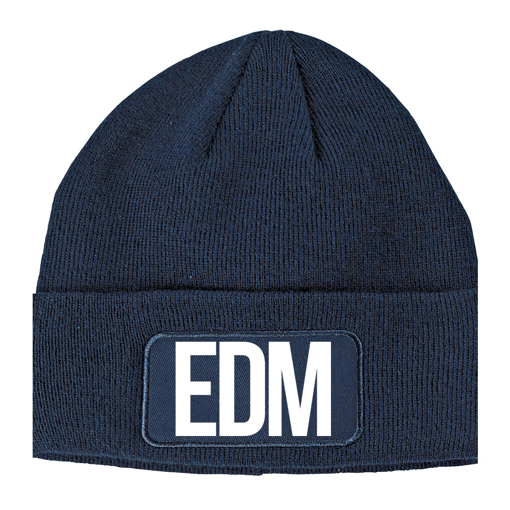 EDM Music Winter Knit Adult Beanie Hat Navy Blue
