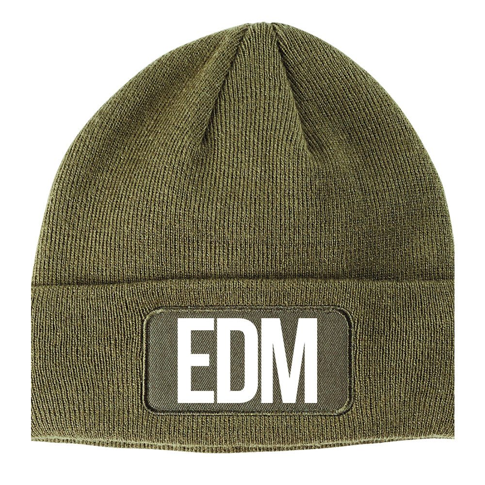 EDM Music Winter Knit Adult Beanie Hat Olive Green