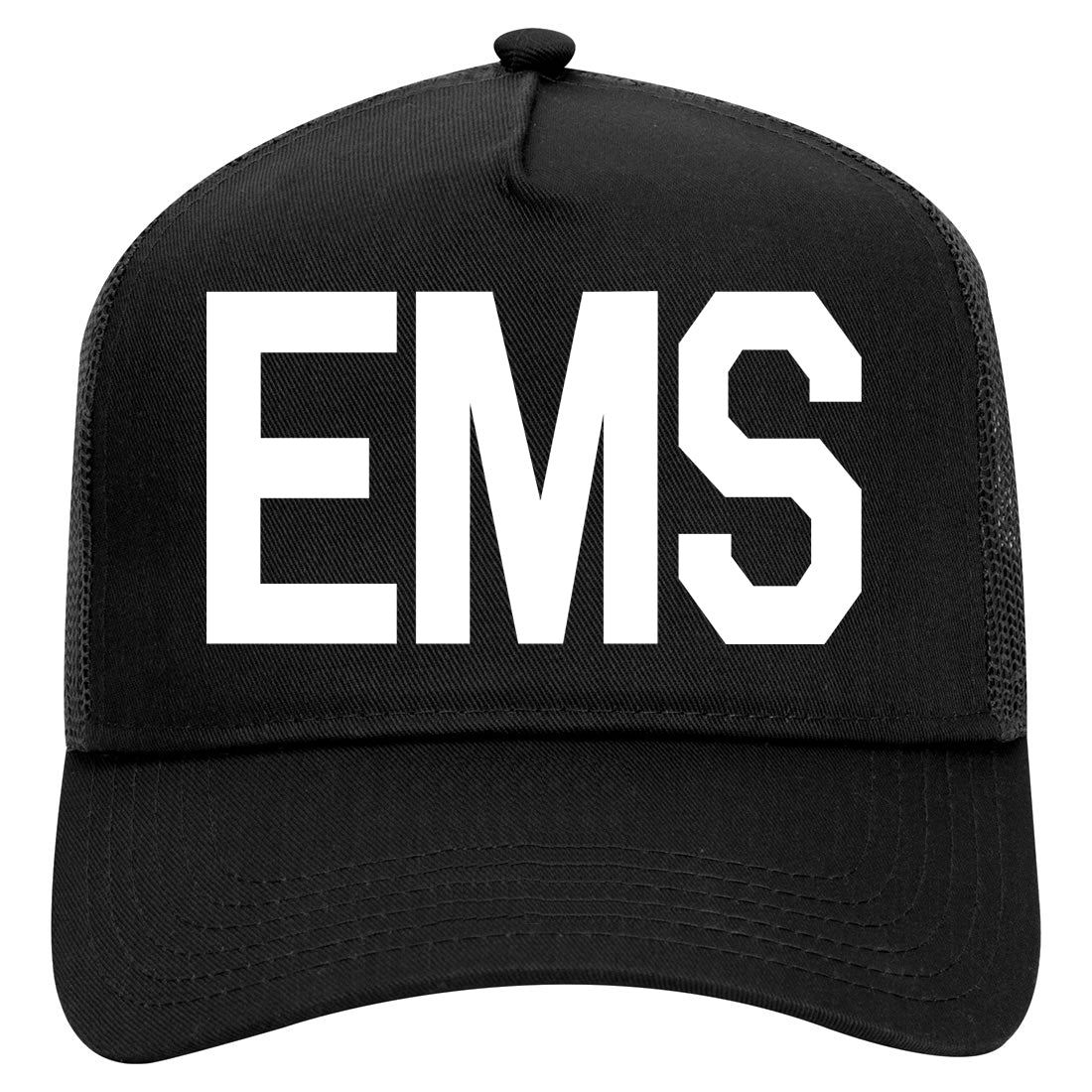 EMS Emergency Badge Mens Mesh Trucker Hat Black