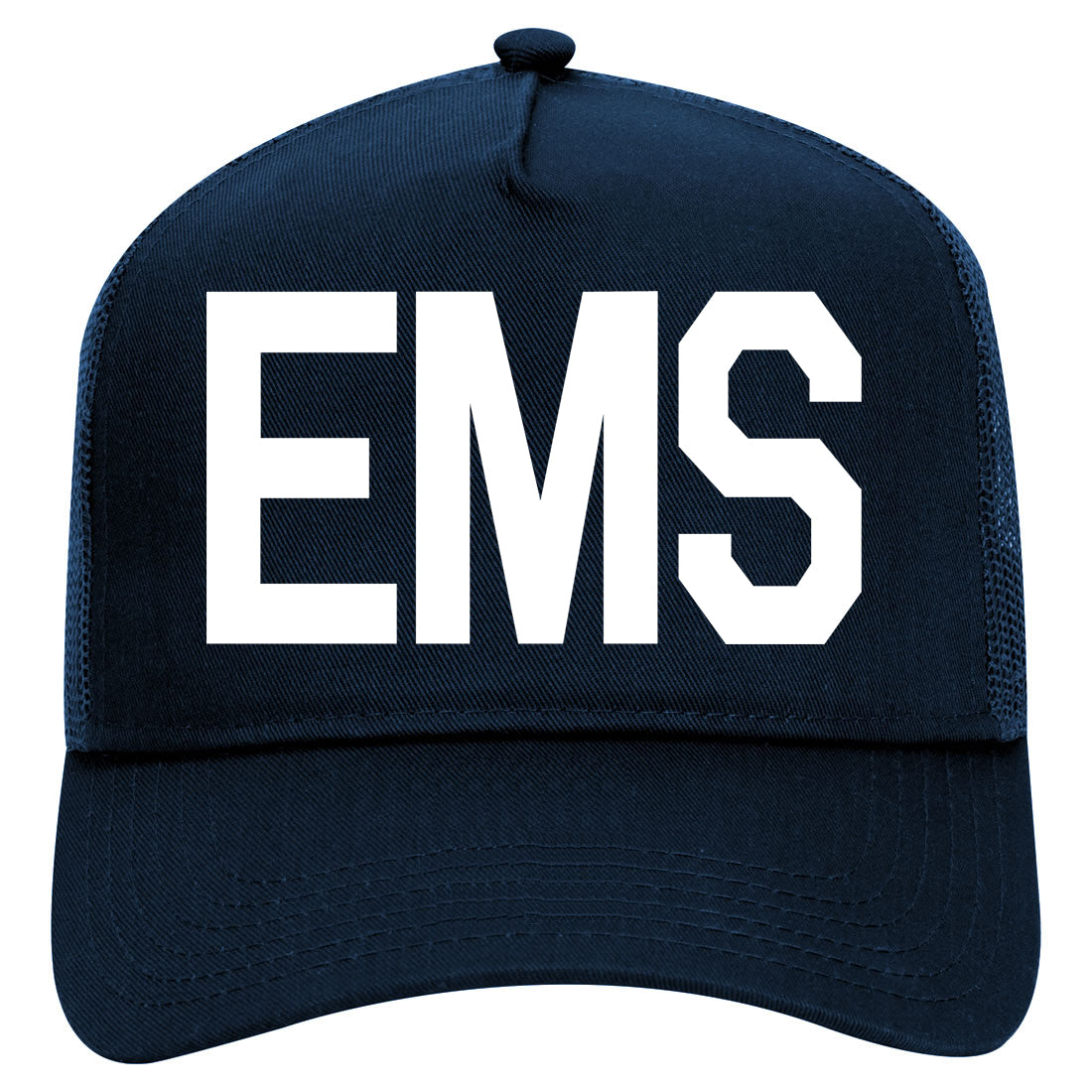 EMS Emergency Badge Mens Mesh Trucker Hat Navy Blue