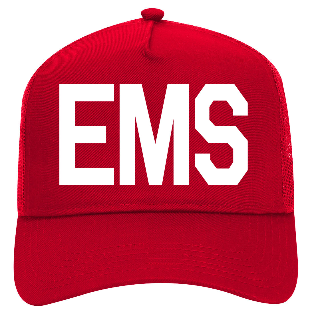 EMS Emergency Badge Mens Mesh Trucker Hat Red