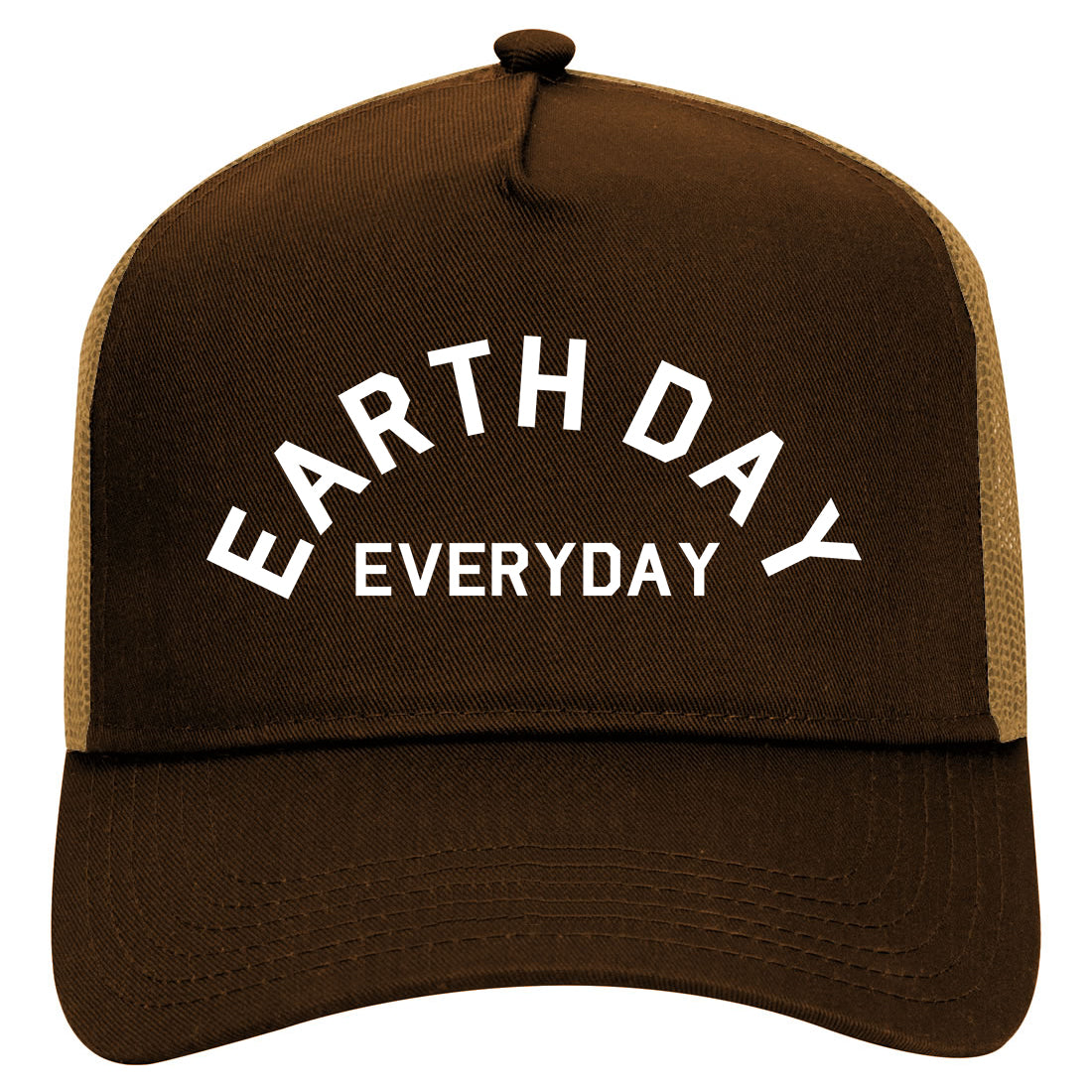 Earth Day Everyday Mens Mesh Trucker Hat Brown