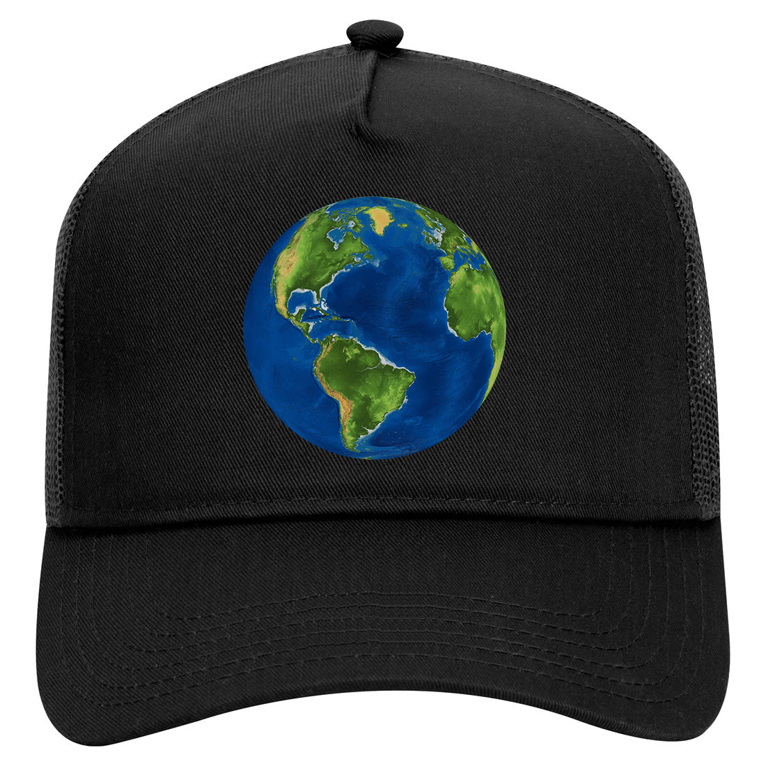 Earth Globe Earthday Mens Mesh Trucker Hat Black
